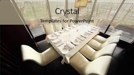  Presentation with tablecloth - Amazing PPT theme having louvre - table with white tablecloth backdrop and a mint green colored foreground