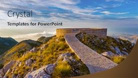  Presentation with sunset - Audience pleasing presentation theme consisting of lovcen-mountains-national-park backdrop and a light blue colored foreground