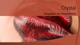  Presentation with womens heart month - PPT theme with emo love - closeup of women's lips background and a  colored foreground