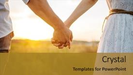  Presentation with couple - Audience pleasing slides consisting of love - couple hold hands in green backdrop and a gold colored foreground