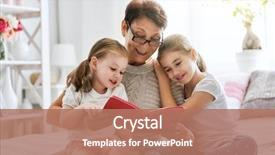  Presentation with family reading - Beautiful PPT theme featuring love - grandmother reading a book backdrop and a coral colored foreground