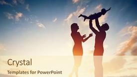  Presentation with happy baby - Presentation theme consisting of love - happy family together parents background and a cream colored foreground