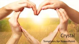 Presentation with hands heart - Presentation theme consisting of love - heart shaped by hands background and a yellow colored foreground