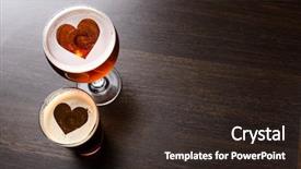  Presentation with love heart - Colorful PPT layouts enhanced with love - heart silhouettes in two glasses backdrop and a wine colored foreground