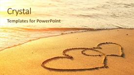  Presentation with hearts - Presentation theme featuring love - hearts drawn on the sand background and a cream colored foreground