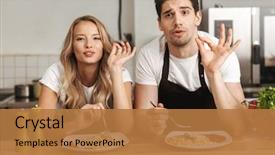  Presentation with eat - Presentation design with love - image of emotional excited young background and a coral colored foreground