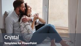  Presentation with look - Beautiful presentation theme featuring love - loving couple sitting together backdrop and a tawny brown colored foreground