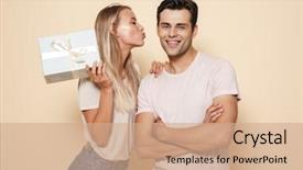  Presentation with young happy couple - Beautiful PPT layouts featuring love - photo of excited happy young backdrop and a coral colored foreground