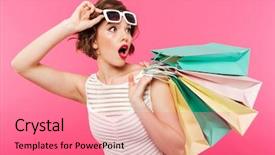  Presentation with girl in red dress - Slide set consisting of love - portrait of a shocked girl background and a coral colored foreground