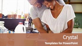  Presentation with breakfast - Presentation design with love - young couple preparing breakfast background and a coral colored foreground