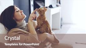  Presentation with cat - Beautiful slide deck featuring love - young woman wearing warm sweater backdrop and a violet colored foreground