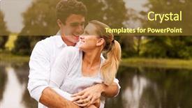 Presentation with lake - Cool new slide deck with love affection - loving young couple embracing backdrop and a  colored foreground
