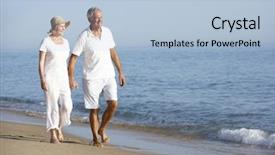  Presentation with honolulu senior on a beach - Slide deck enhanced with love affection - senior couple enjoying beach holiday background and a light blue colored foreground