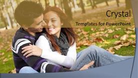  Presentation with season - Cool new presentation theme with love and affection between a young couple at the park in autumn season selective focus with shallow dof backdrop and a gold colored foreground
