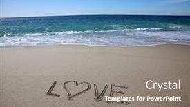  Presentation with sand heart - Presentation theme consisting of love-and-heart-shape-written background and a gray colored foreground