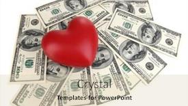  Presentation with american heart - Audience pleasing presentation design consisting of love and money concept heart and american currency isolated on white backdrop and a soft green colored foreground