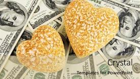  Presentation with love heart - Amazing PPT layouts having love and money concept heart-shaped stones and american currency close up backdrop and a coral colored foreground