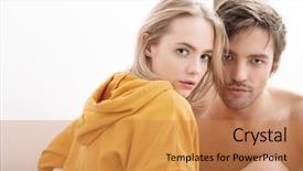  Presentation with team people hugging - Beautiful PPT layouts featuring love are hugging love affair backdrop and a coral colored foreground