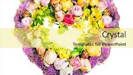 Presentation with shape heart - Amazing presentation theme having love background - beautiful ornamental wreath backdrop and a yellow colored foreground
