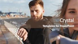  Presentation with sports - Slide deck having love beauty - concentrated young sports couple doing background and a  colored foreground