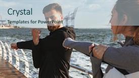  Presentation with orthopedic surgery sports - PPT theme enhanced with love beauty - concentrated young sports couple doing background and a  colored foreground