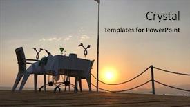  Presentation with sunset coast of the sea - Theme having love beauty - diner on sea before sunset background and a light gray colored foreground