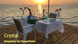  Presentation with sunset coast of the sea - Audience pleasing PPT layouts consisting of love beauty - diner on sea before sunset backdrop and a tawny brown colored foreground