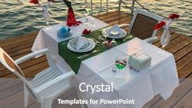  Presentation with sunset coast of the sea - Amazing slide deck having love beauty - diner on sea before sunset backdrop and a gray colored foreground