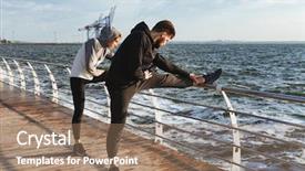  Presentation with global warming of recycle - Slide set with love beauty - sporty young couple warming up background and a  colored foreground