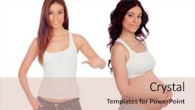  Presentation with pregnancy women - Cool new PPT theme with love beauty - two identical women backdrop and a coral colored foreground