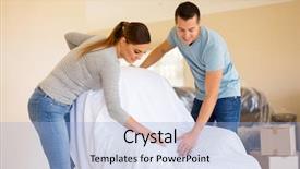  Presentation with couple - Cool new slide deck with love beauty - young couple covering up their backdrop and a light blue colored foreground