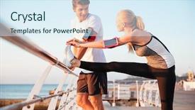  Presentation with exercise - Colorful PPT layouts enhanced with love beauty - young couple doing stretching exercise backdrop and a  colored foreground