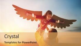 Presentation with filipino child playing - PPT theme consisting of freedom wings - father and his daughter child background and a yellow colored foreground
