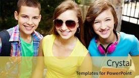  Presentation with school - Amazing PPT theme having love break - close-up portrait of three school backdrop and a yellow colored foreground