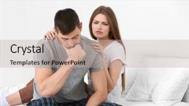  Presentation with depressed - Slide deck featuring love breakups - depressed couple after quarrel background and a mint green colored foreground