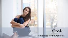  Presentation with child depressed - Slide set consisting of love breakups - depressed young woman after breakup background and a light blue colored foreground