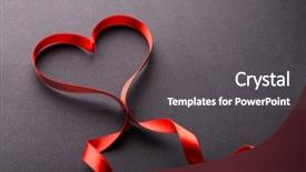  Presentation with shape heart - PPT layouts enhanced with love card - red ribbon in shape background and a dark gray colored foreground