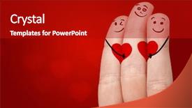  Presentation with fingers - Audience pleasing presentation theme consisting of love cartoon - cute smiley fingers loving backdrop and a crimson colored foreground
