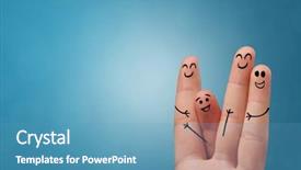  Presentation with joyful - Amazing PPT theme having love cartoon - joyful fingers smiling with colorful backdrop and a teal colored foreground