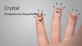  Presentation with building team - Presentation having love cartoon - waggish happy fingers with team background and a light gray colored foreground