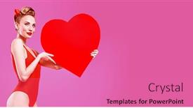  Presentation with love heart - PPT layouts featuring love-concept-pretty-blonde-woman background and a coral colored foreground