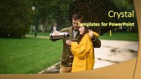  Presentation with rainy day - Cool new PPT layouts with love-couple-drinks-hot-tea backdrop and a tawny brown colored foreground
