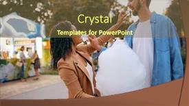  Presentation with amusement park - PPT theme featuring love-couple-eating-cotton-candy background and a tawny brown colored foreground