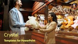  Presentation with amusement park - Beautiful PPT theme featuring love-couple-holds-soft-toy backdrop and a tawny brown colored foreground