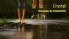  Presentation with rainy day - Slides having love-couple-jumps background and a tawny brown colored foreground