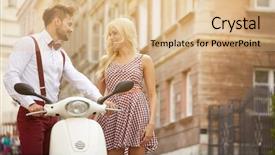  Presentation with retro - Beautiful presentation theme featuring love couple on the street backdrop and a lemonade colored foreground
