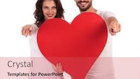  Presentation with heart love - Amazing slides having love couple pointing fingers while holding heart on white background backdrop and a red colored foreground