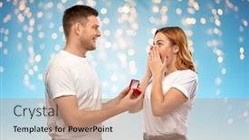  Presentation with blue proposal - Cool new PPT theme with love-couple-proposal-and-holiday backdrop and a coral colored foreground