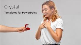  Presentation with engagement - Presentation theme featuring love-couple-proposal-and-people background and a light gray colored foreground