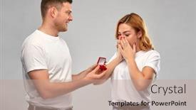  Presentation with engagement - Colorful slides enhanced with love-couple-proposal-and-people backdrop and a coral colored foreground